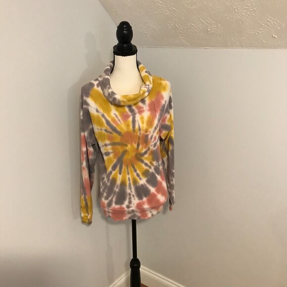 Anthropologie Pilcro Angie Mock Neck Tie Dye Long-Sleeve Waffle Top - Size XSM - Picture 1 of 10